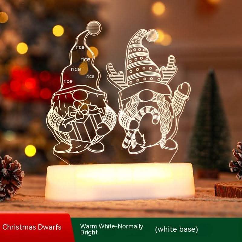 3D Christmas LED Night Light - Acrylic Holiday Decoration Lamp - Vezir