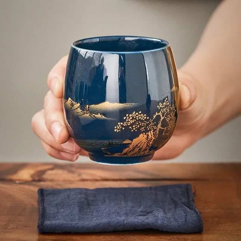 180Ml Japanese-Style Simple Master Mug Ceramic Tea Bowl Cup Household Jilan Simple Ceramic Large Teacup Tea Set for a Single Cup