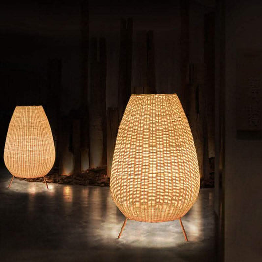 Japanese Rattan Floor Lamp - Art Living Room Bedroom Light - Vezir