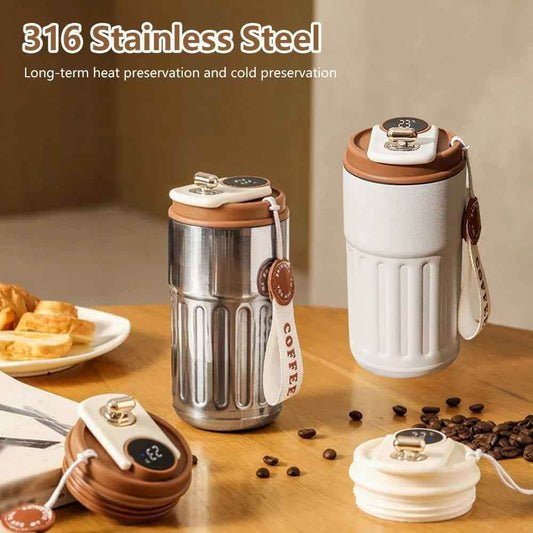Smart Digital Thermal Bottle - 450ml Insulated Coffee Mug - Vezir