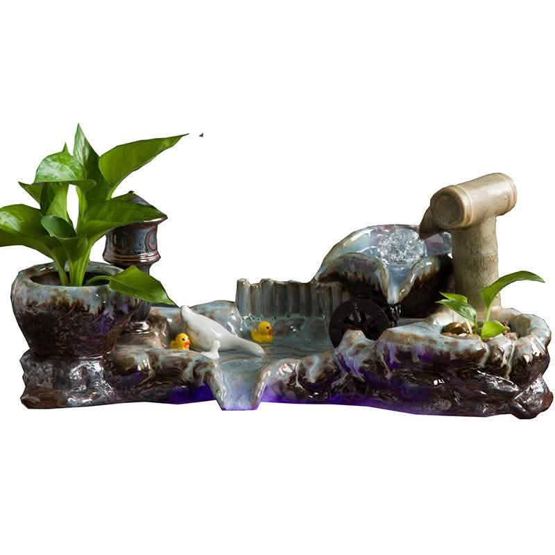 Ceramic Water Fountain - Flowing Prosperity Home Decor - Vezir