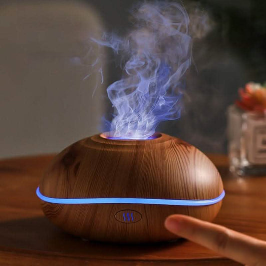Wood Grain Flame Humidifier - Colorful Aromatherapy Diffuser - Vezir