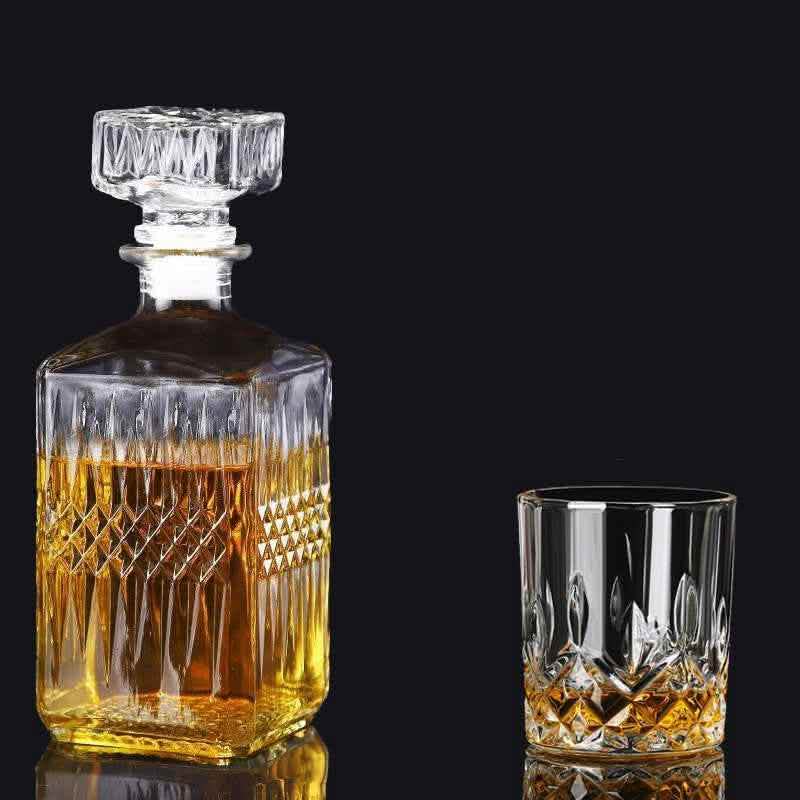 Transparent Wine Bottle & Whiskey Glass Set - European Style - Vezir