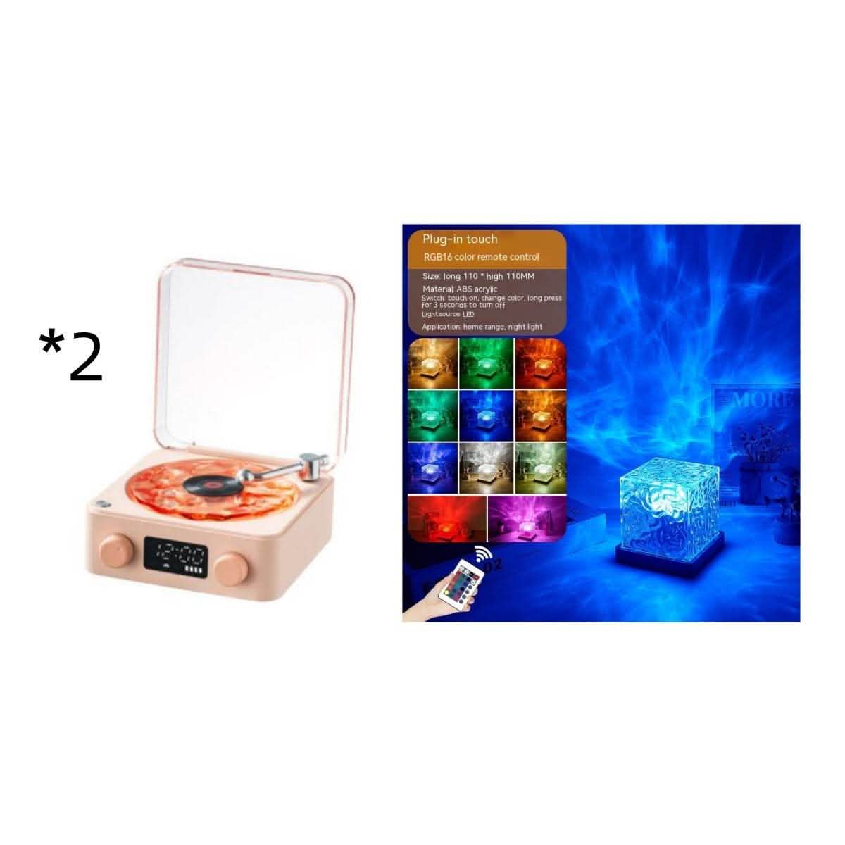 Retro Turntable Speaker - Bluetooth Vinyl Record Player RGB - Vezir