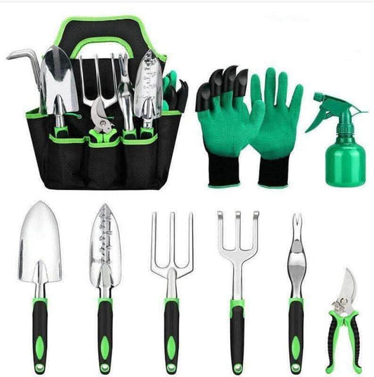 9-Piece Aluminum Alloy Garden Tool Set - Silicone Handle Shovel - Vezir