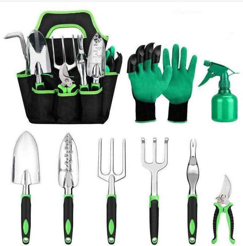 9-Piece Aluminum Alloy Garden Tool Set - Silicone Handle Shovel - Vezir