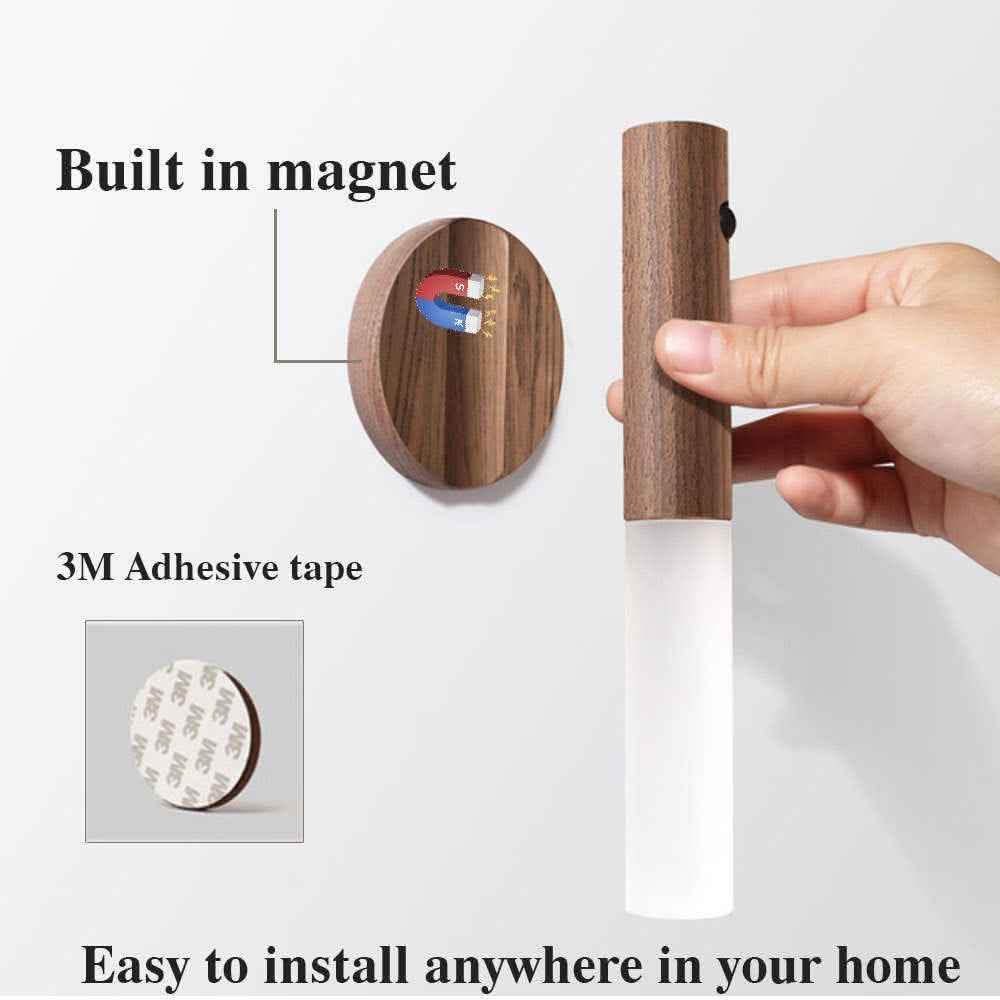 Magnetic LED Motion Light - Premium Wireless Wood Design - Vezir