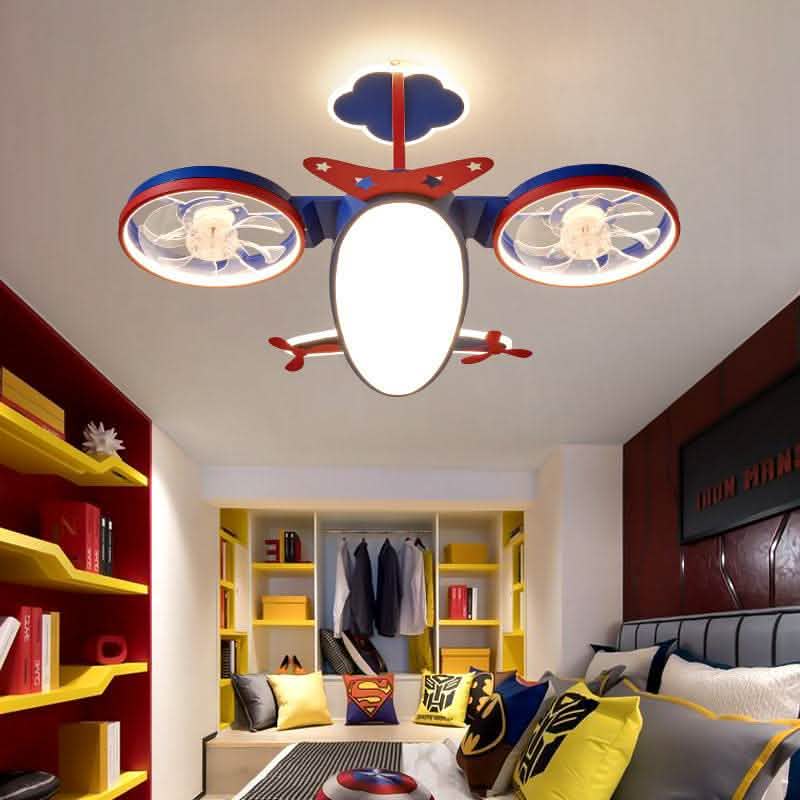 Airplane Ceiling Fan Light - Kids Room Adventure Lighting - Vezir