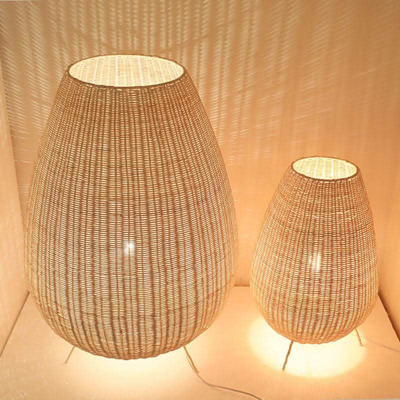 Japanese Rattan Floor Lamp - Art Living Room Bedroom Light - Vezir