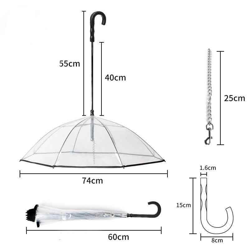 Elite Transparent Pet Umbrella - Integrated Leash System - Vezir