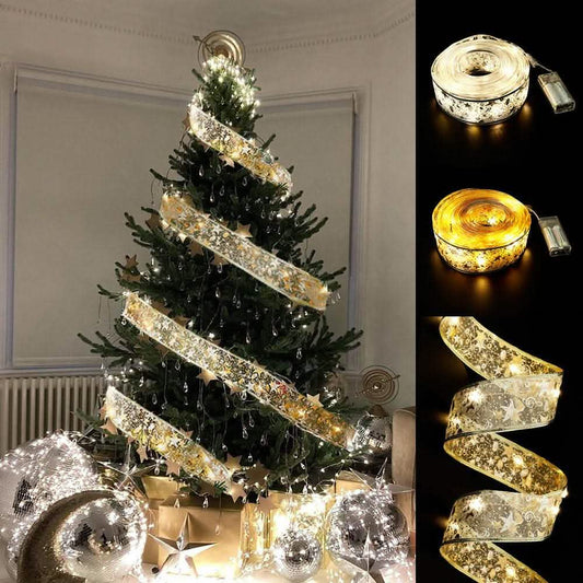 Christmas Fairy Lights - Ribbon Bow Tie String Decoration - Vezir