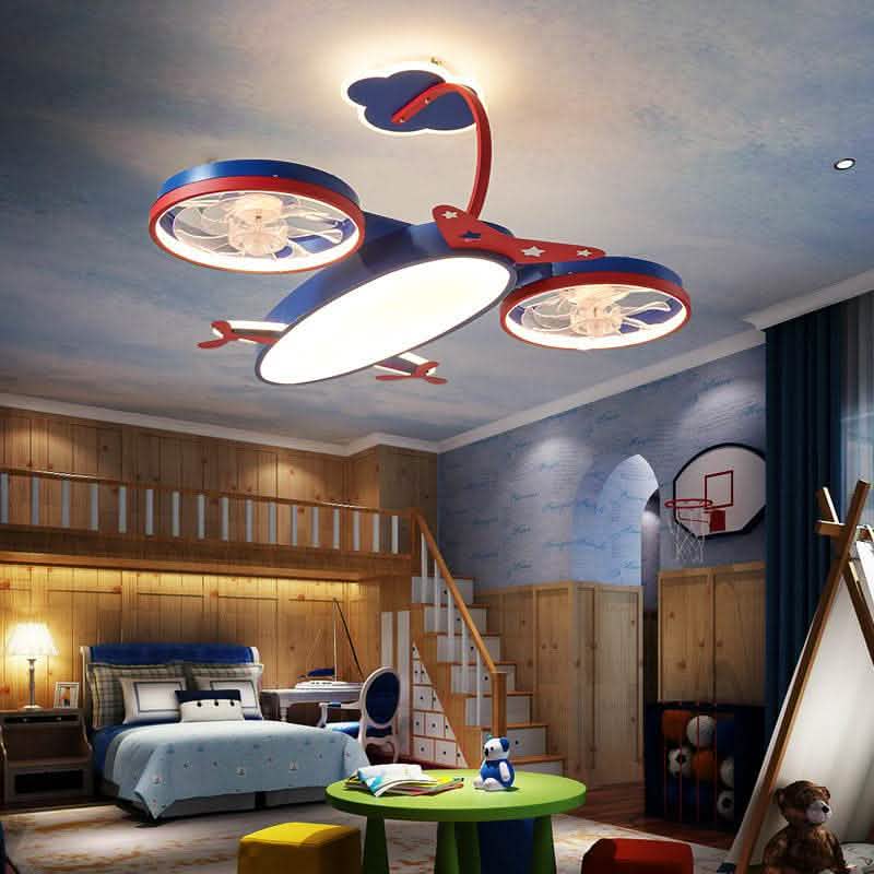 Airplane Ceiling Fan Light - Kids Room Adventure Lighting - Vezir