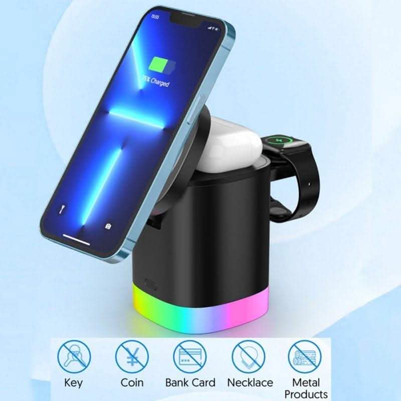 3-in-1 Wireless Charging Station - Magnetic Fast Charger RGB - Vezir
