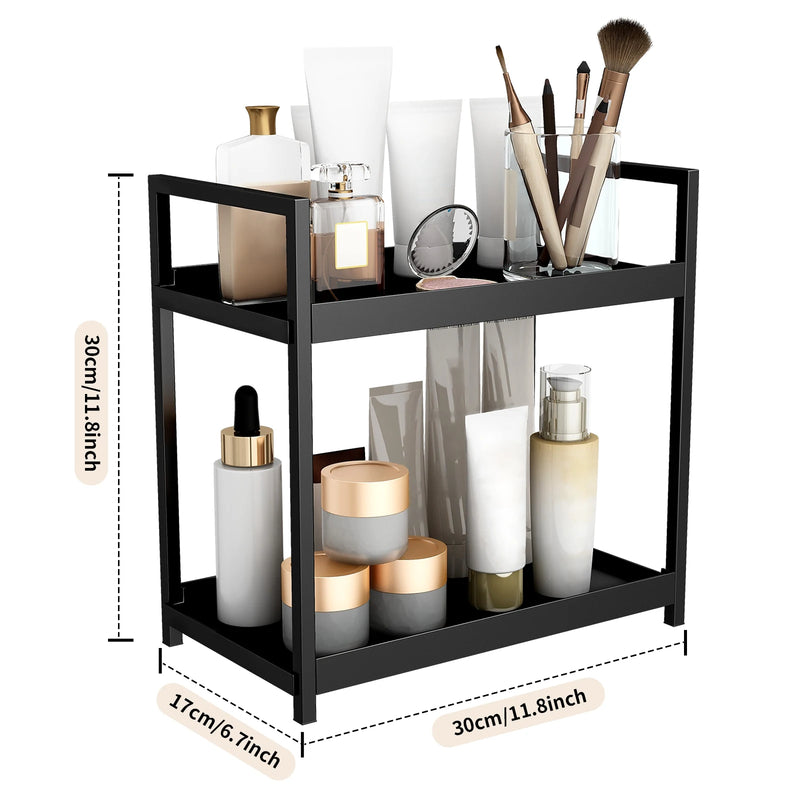 2 Tier,Desktop Storage Rack,Cosmetics Rack,Desk Office Stationery Storage Rack,Bathroom Vanity Organizer