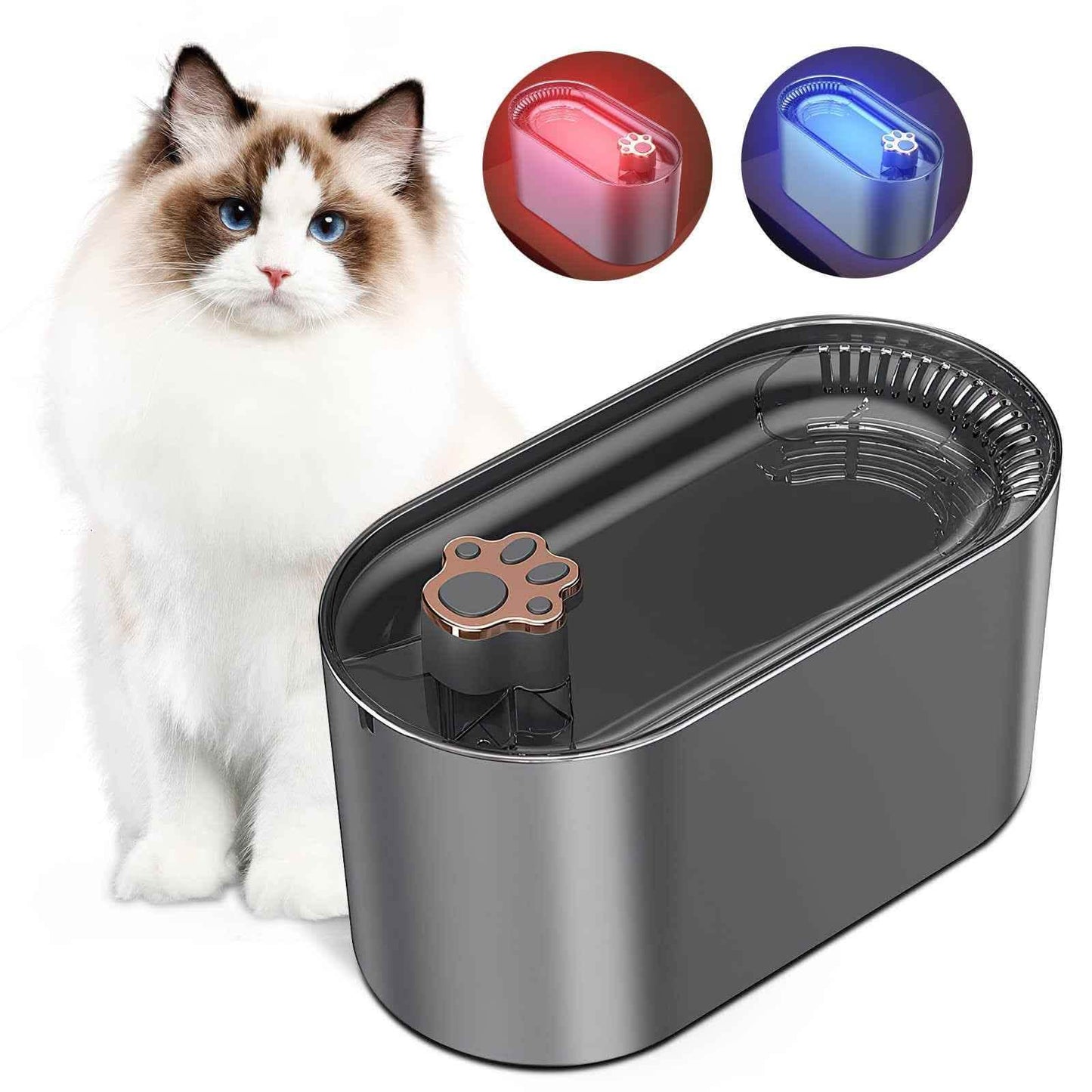 Elite 3L Cat Water Fountain - Ultra-Quiet LED Smart Dispenser - Vezir