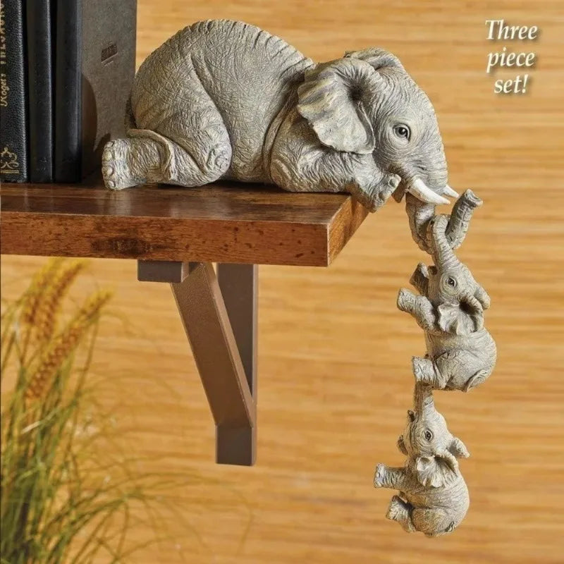3 Pcs/Set Cute Elephant Hug Baby Doll Resin Handicraft Decoration Home Decor Gift Decorative Figurines Miniatures Accessories