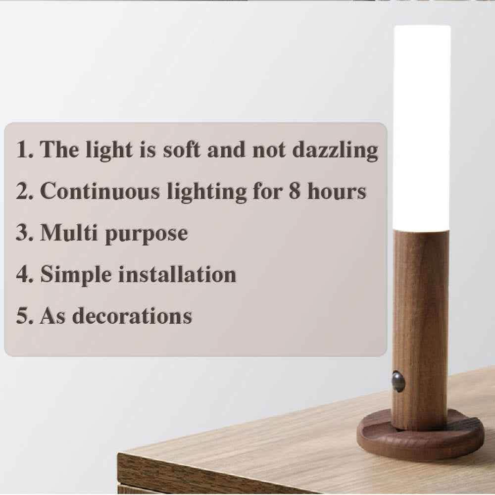 Magnetic LED Motion Light - Premium Wireless Wood Design - Vezir
