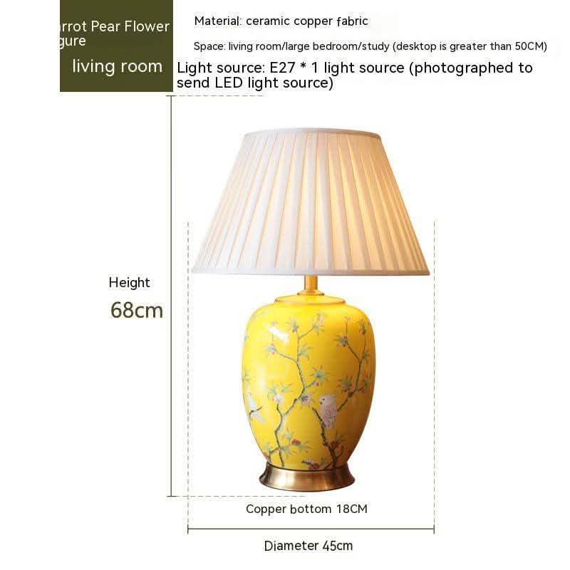 American Ceramic Table Lamp - European Bedroom Bedside Light - Vezir