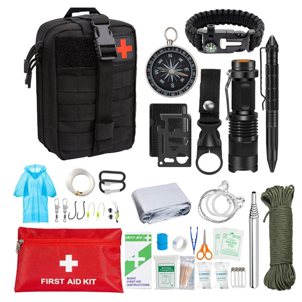 TrekShield™ 38-in-1 Survival First Aid Kit – Complete Outdoor Emergency Gear for Camping, Hiking & Adventures