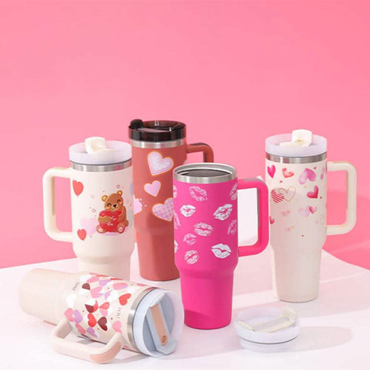 40oz Insulated Tumbler - Stainless Steel Travel Mug with Handle - Vezir