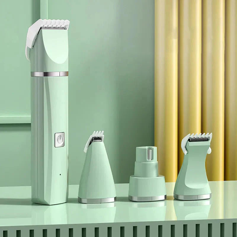4 in 1 Electric Pet Grooming Kit - Hair Trimmer, Clippers, Nail Grinder for Cats & Dogs Green