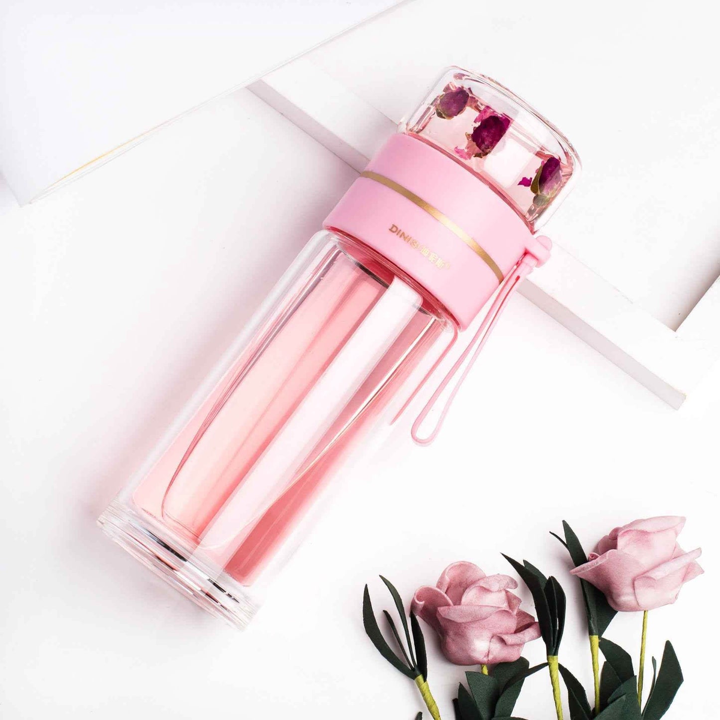 Glass Water Bottle - Tea Infuser Filter Double Wall Design - Vezir