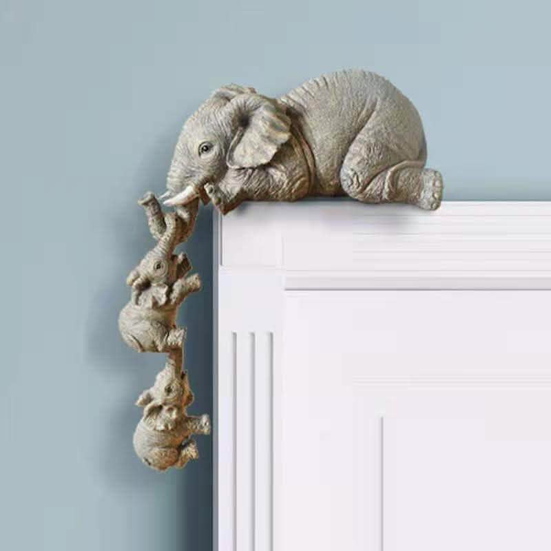 Elephant Family Figurines - 3-Piece Resin Home Decoration - Vezir