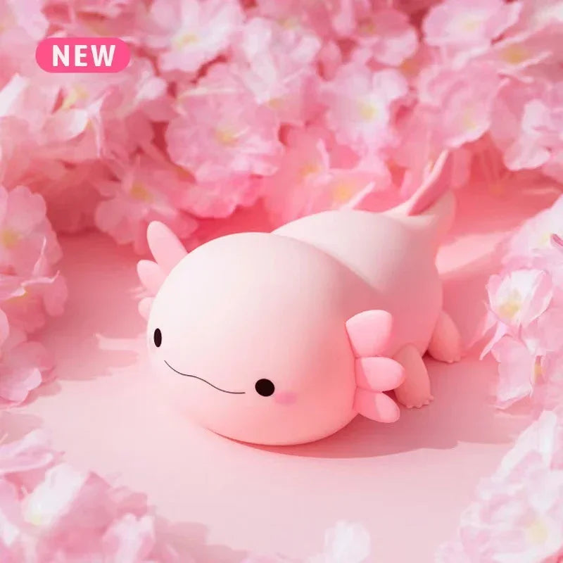 Cute Axolotl Night Light Silicone Nursery Sleeping Lamp Touch Control Nightlights USB Rechargeable Table Lamp for Baby Child Axolotl Night Light