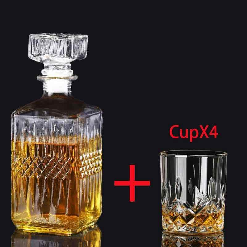 Transparent Wine Bottle & Whiskey Glass Set - European Style - Vezir