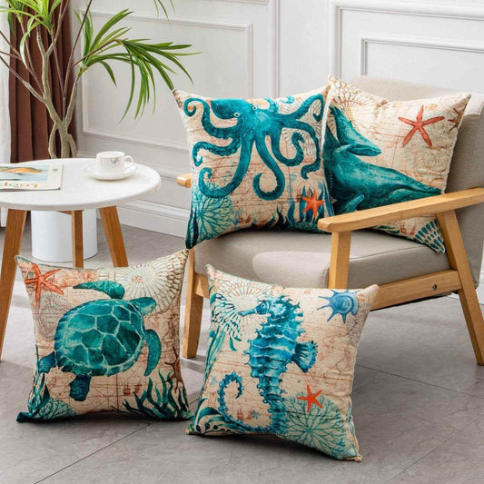 Sea Turtle Cushion Covers - Printed Throw Pillow Cases - Vezir