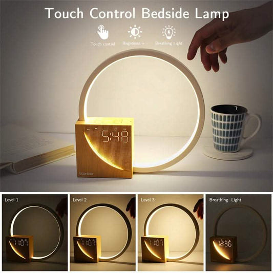 Touch Control Bedside Lamp - Natural Sounds Alarm Clock - Vezir
