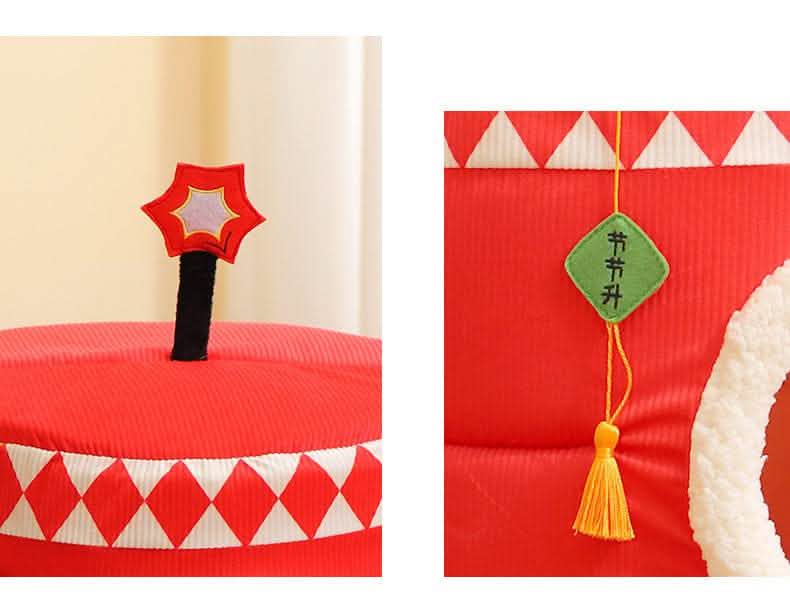 Lucky Persimmon Pet Nest - Festive Gift Box Cat House - Vezir
