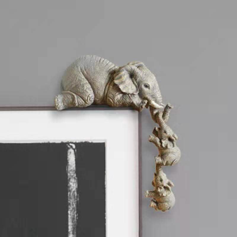 Elephant Family Figurines - 3-Piece Resin Home Decoration - Vezir
