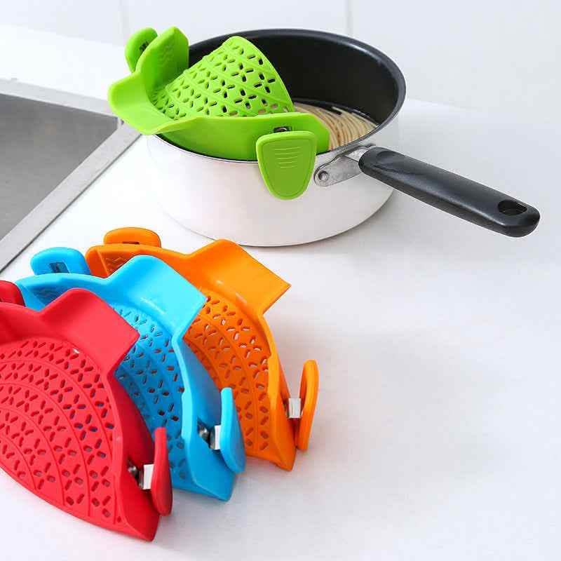 Silicone Pot Drain Stopper - Kitchen Side Strainer Gadget - Vezir