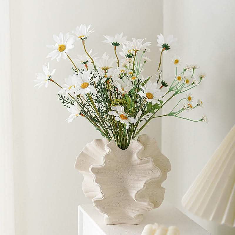 European Style Ceramic Vase - Frosted White Glass Texture - Vezir
