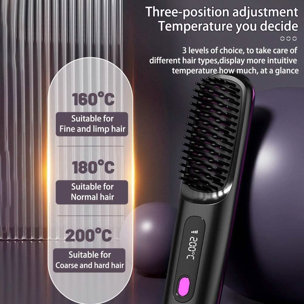 2-in-1 Wireless Hair Straightener - USB Charging Hot Curler - Vezir