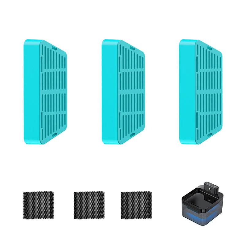 Water Fountain Replaceable Filter for 2.2L Wireless Cat Water Foutain Filters Cats Drinkers Pet Water Purifier Filters 3 Pcs Set
