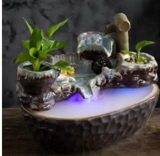 Ceramic Water Fountain - Flowing Prosperity Home Decor - Vezir