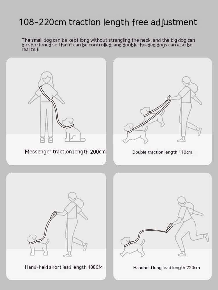 Hands-Free Dog Leash - Large Dogs Knitted Belt Traction Rope - Vezir
