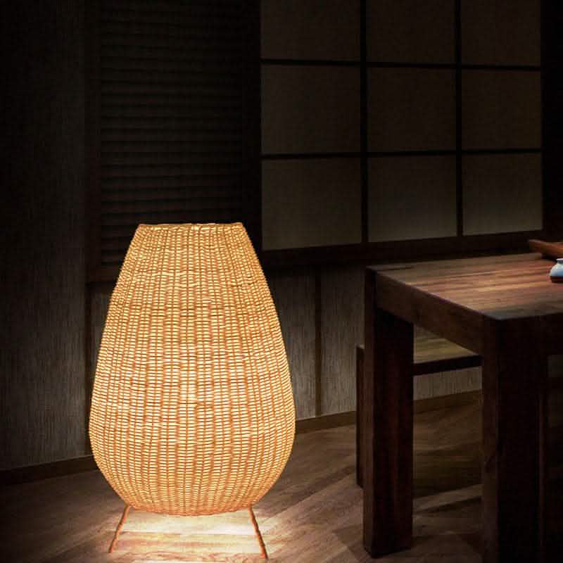 Japanese Rattan Floor Lamp - Art Living Room Bedroom Light - Vezir