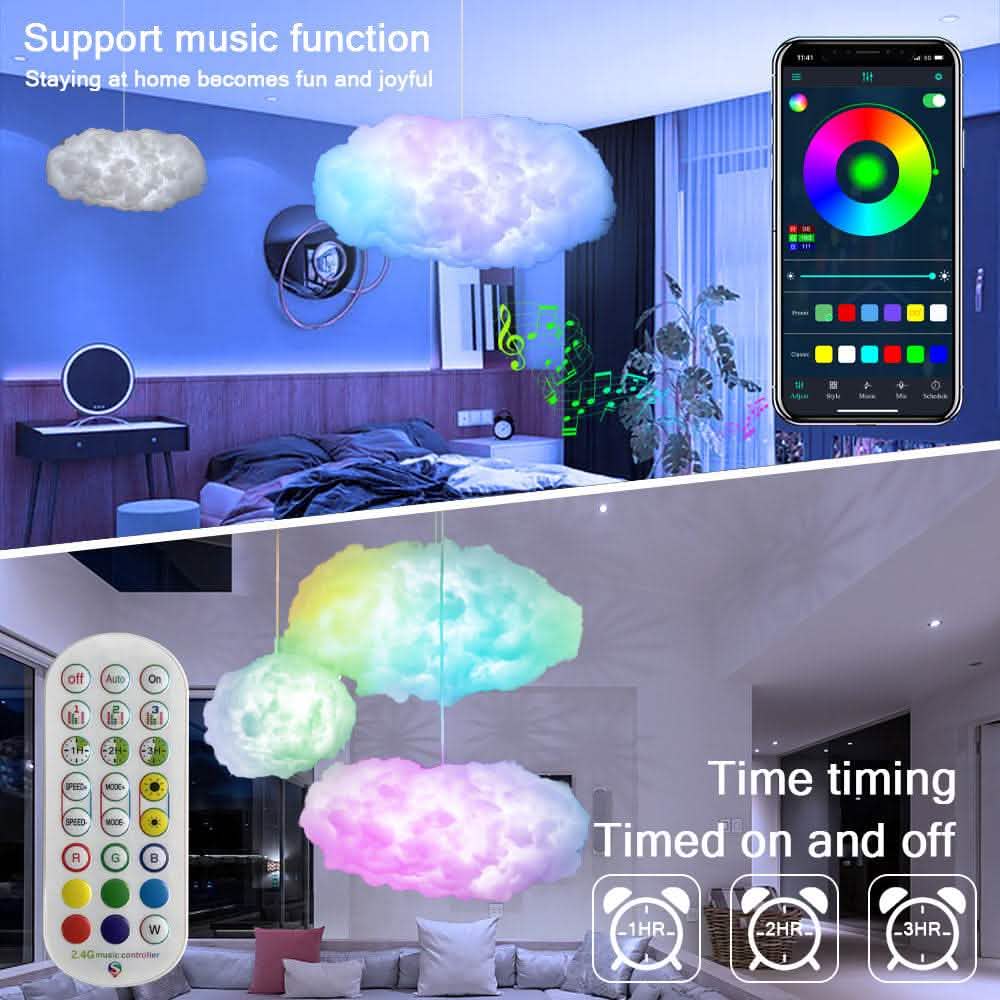 Smart USB Cloud Light - APP Control 3D RGBIC Lightning Bedroom - Vezir