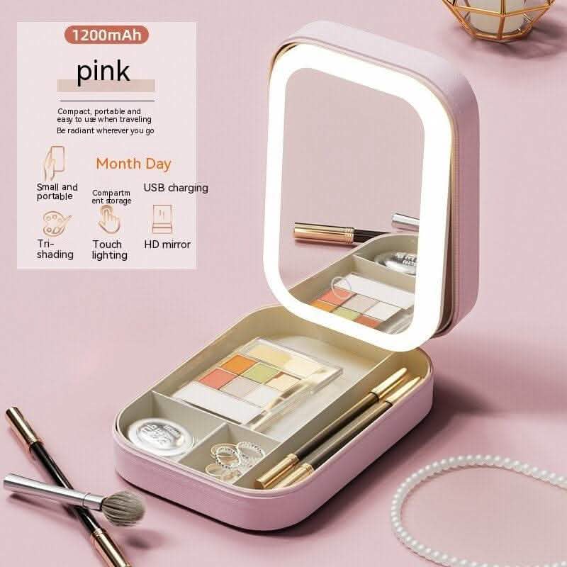 LED Makeup Storage Box - Portable Travel Cosmetics Organizer - Vezir