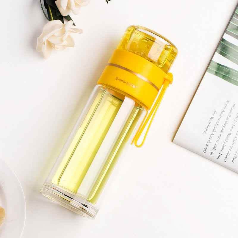 Glass Water Bottle - Tea Infuser Filter Double Wall Design - Vezir