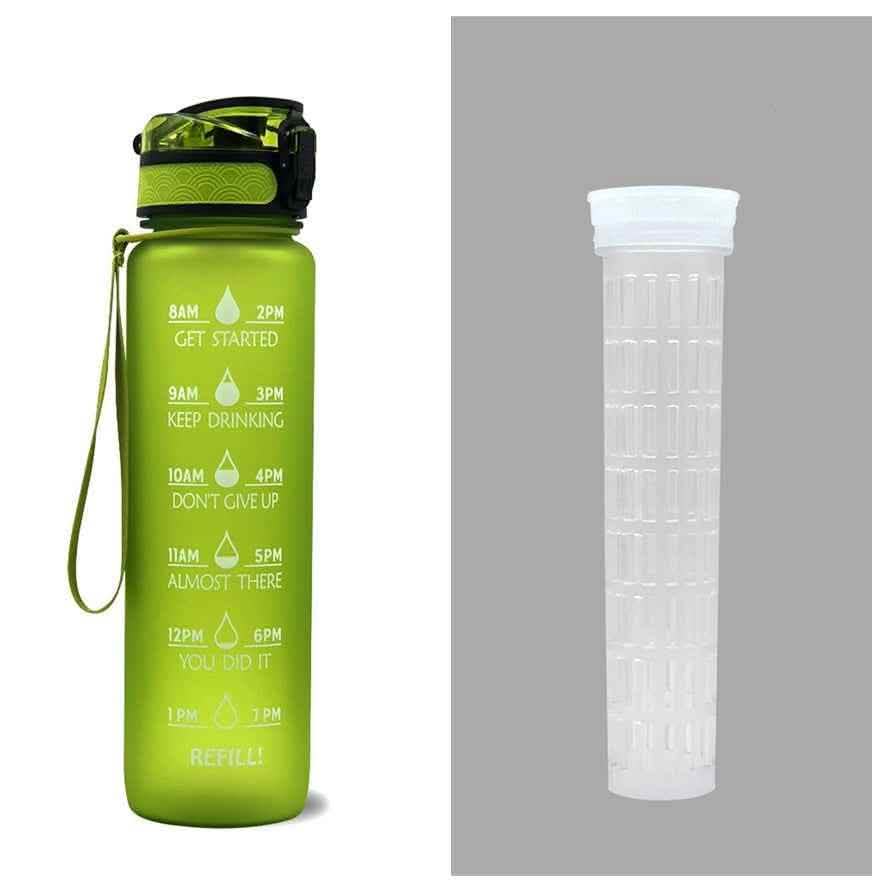 1L Tritan Water Bottle - Time Marker Motivational Sports Cup - Vezir