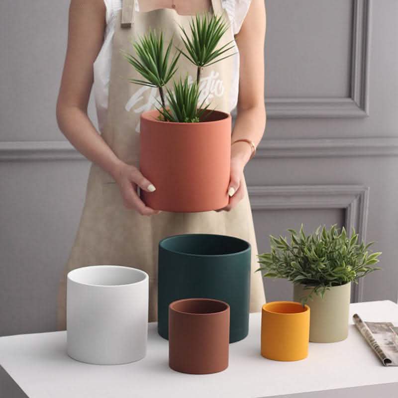 Nordic Ceramic Flowerpot - Industrial Style Succulent Planter - Vezir