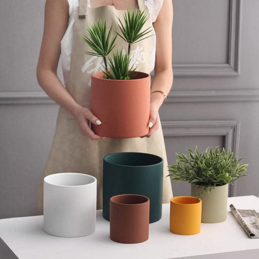 Nordic Ceramic Flowerpot - Industrial Style Succulent Planter - Vezir