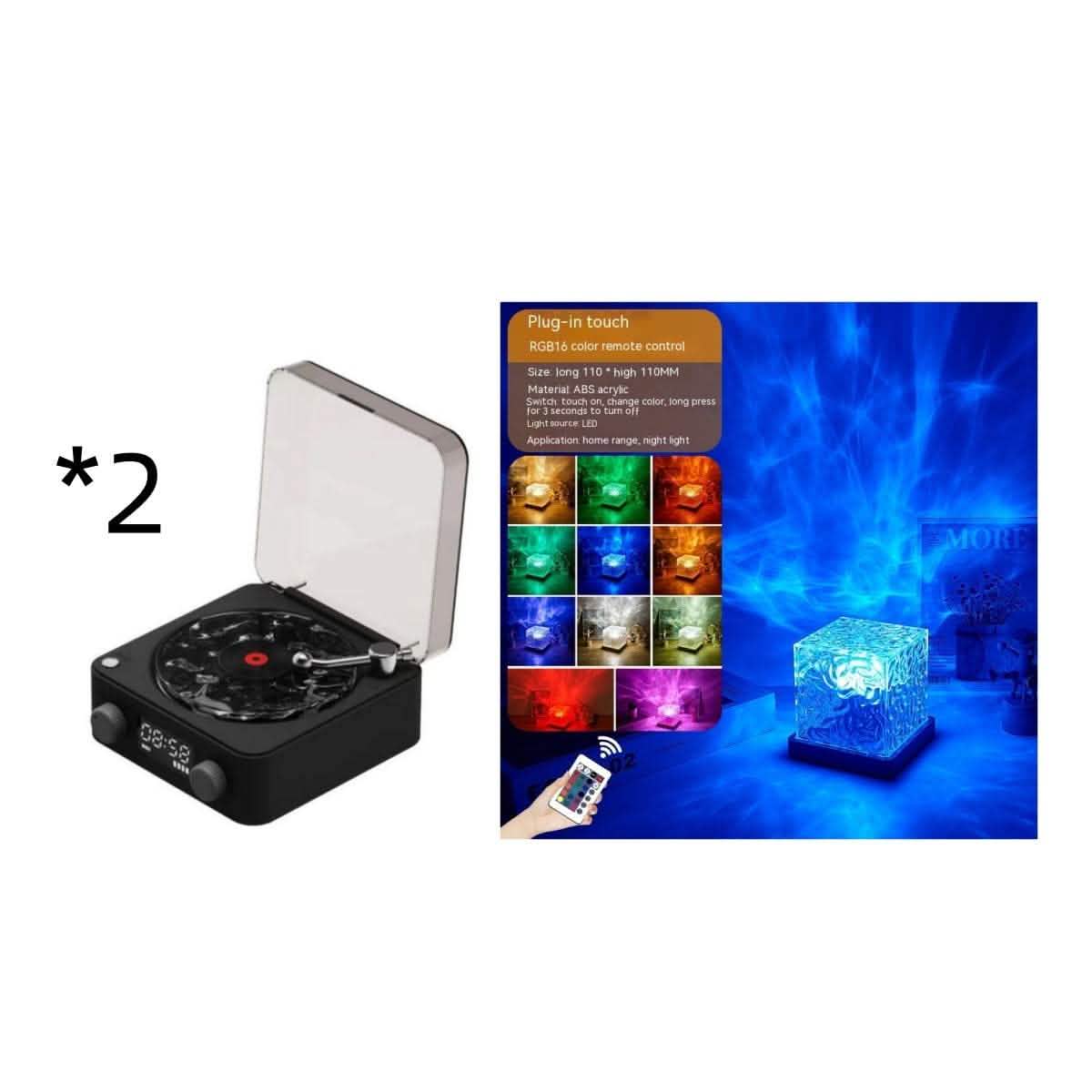 Retro Turntable Speaker - Bluetooth Vinyl Record Player RGB - Vezir