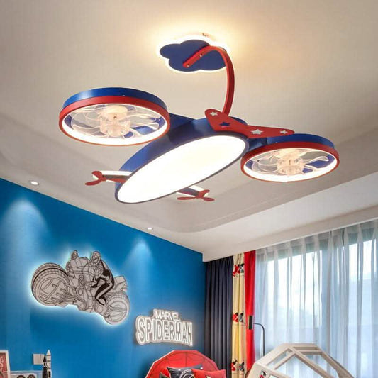 Airplane Ceiling Fan Light - Kids Room Adventure Lighting - Vezir