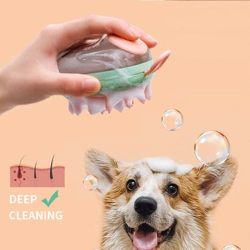 2-in-1 Pet Grooming Brush - Soap Dispensing Bath Massager - Vezir