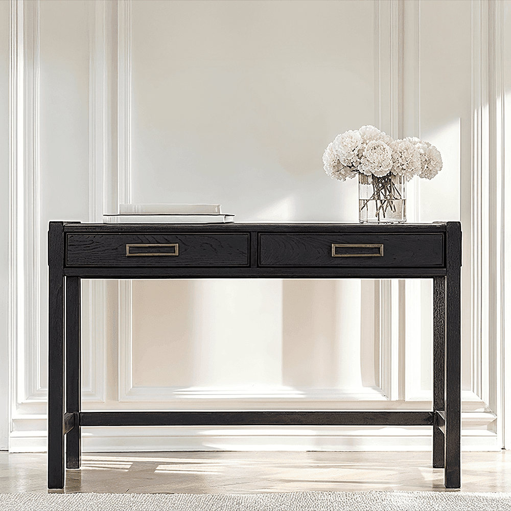 Black Oak Dressing Table with Drawers